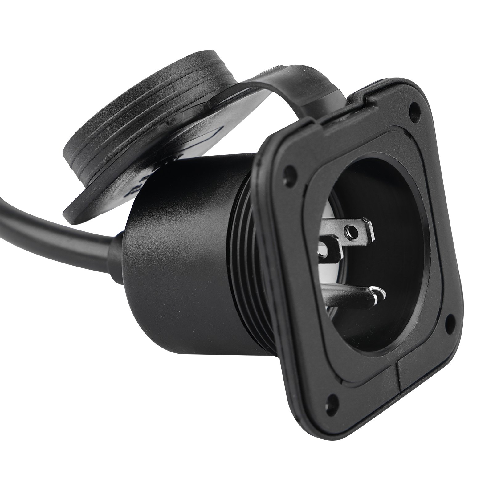 15A 125V AC Power Inlet Port Plug ETL Standard Y Splitter Cable NEMA 5-15 RV Flanged Inlet