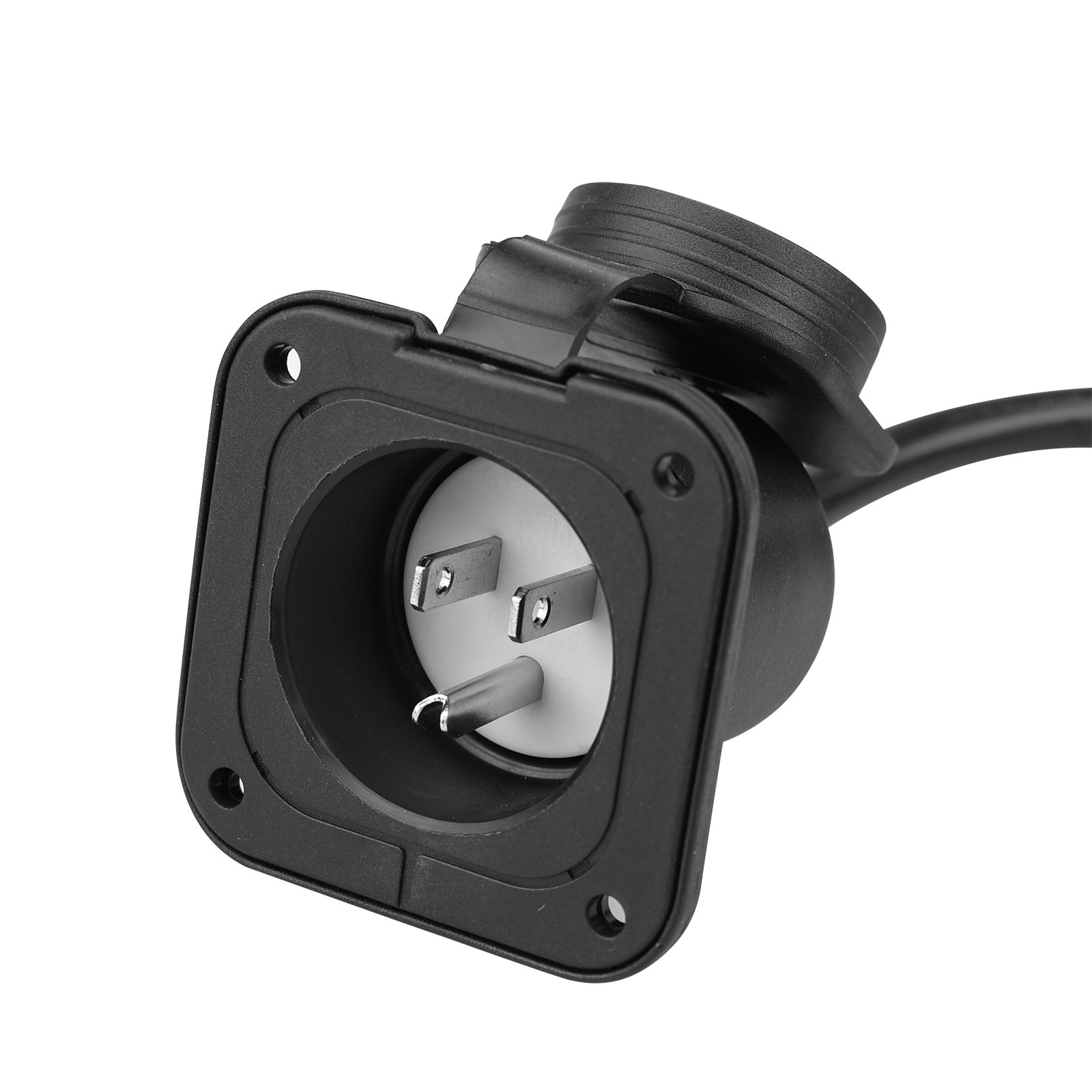 15A 125V AC Power Inlet Port Plug ETL Standard Y Splitter Cable NEMA 5-15 RV Flanged Inlet