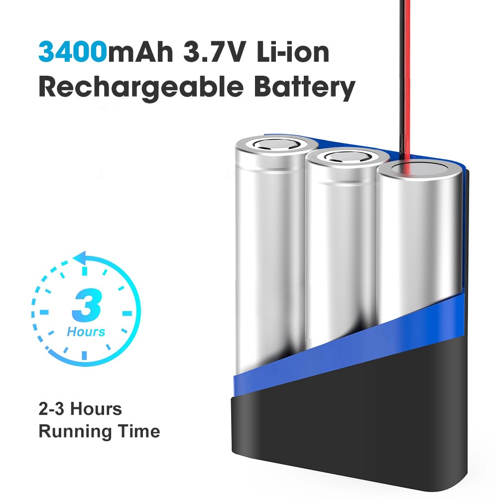 3.7V 10.2Ah 18650 Lithium Waterproof Rechargeable Silicone Case Battery Pack 3400mAh Battery Cell With USB Type-C Connector