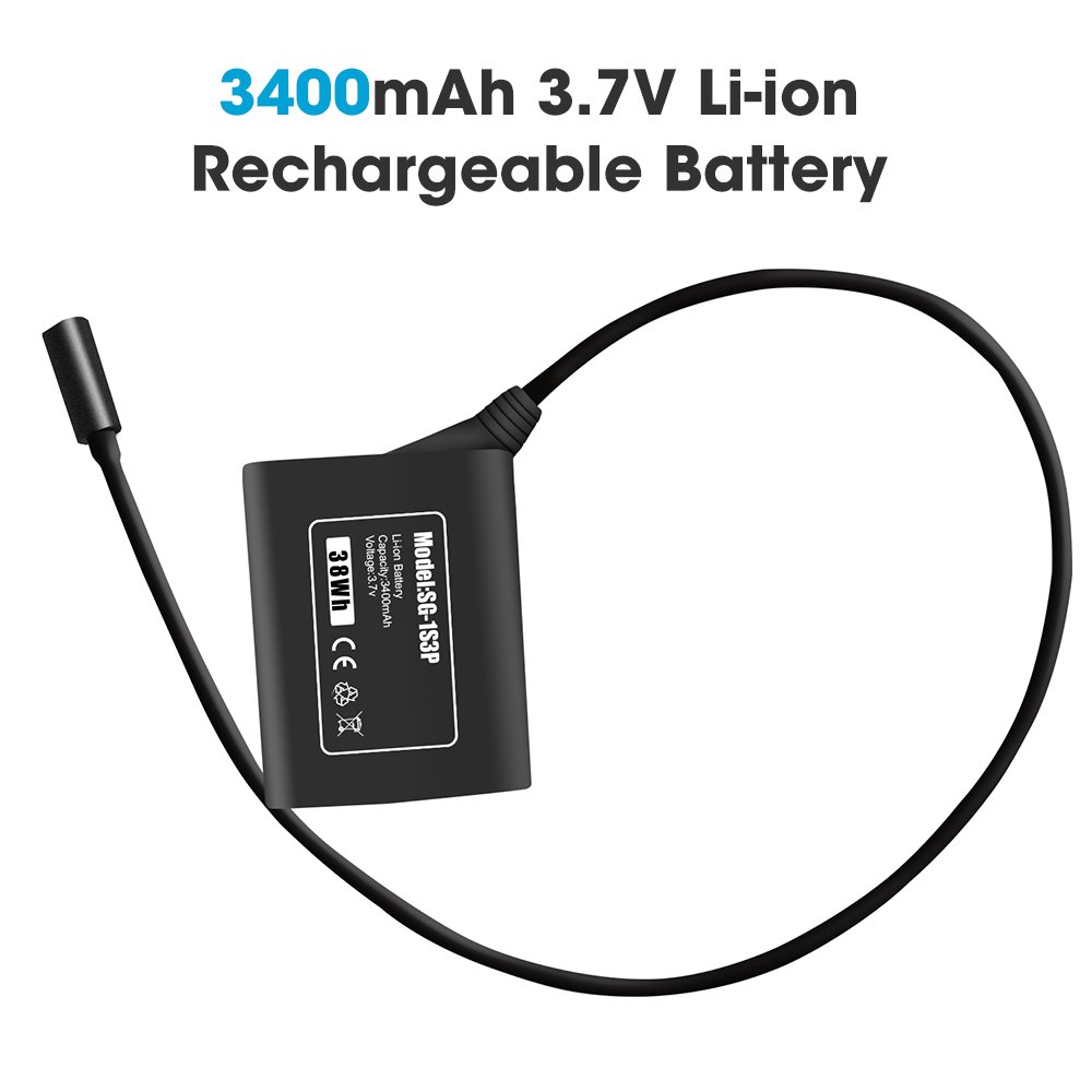 3.7V 10.2Ah 18650 Lithium Waterproof Rechargeable Silicone Case Battery Pack 3400mAh Battery Cell With USB Type-C Connector