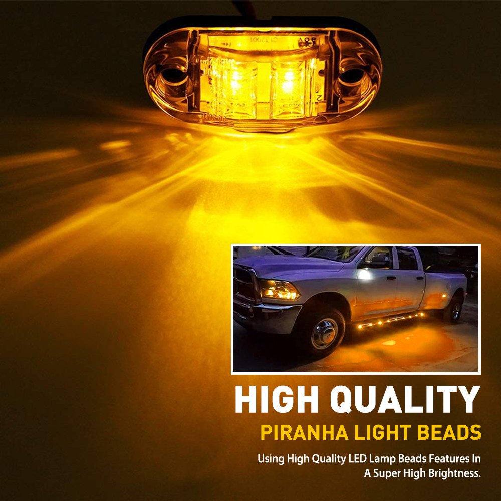 AUXITO Amber 2.5" LED Trailer Truck Clearance Marker Side Light for Boat Marine RV