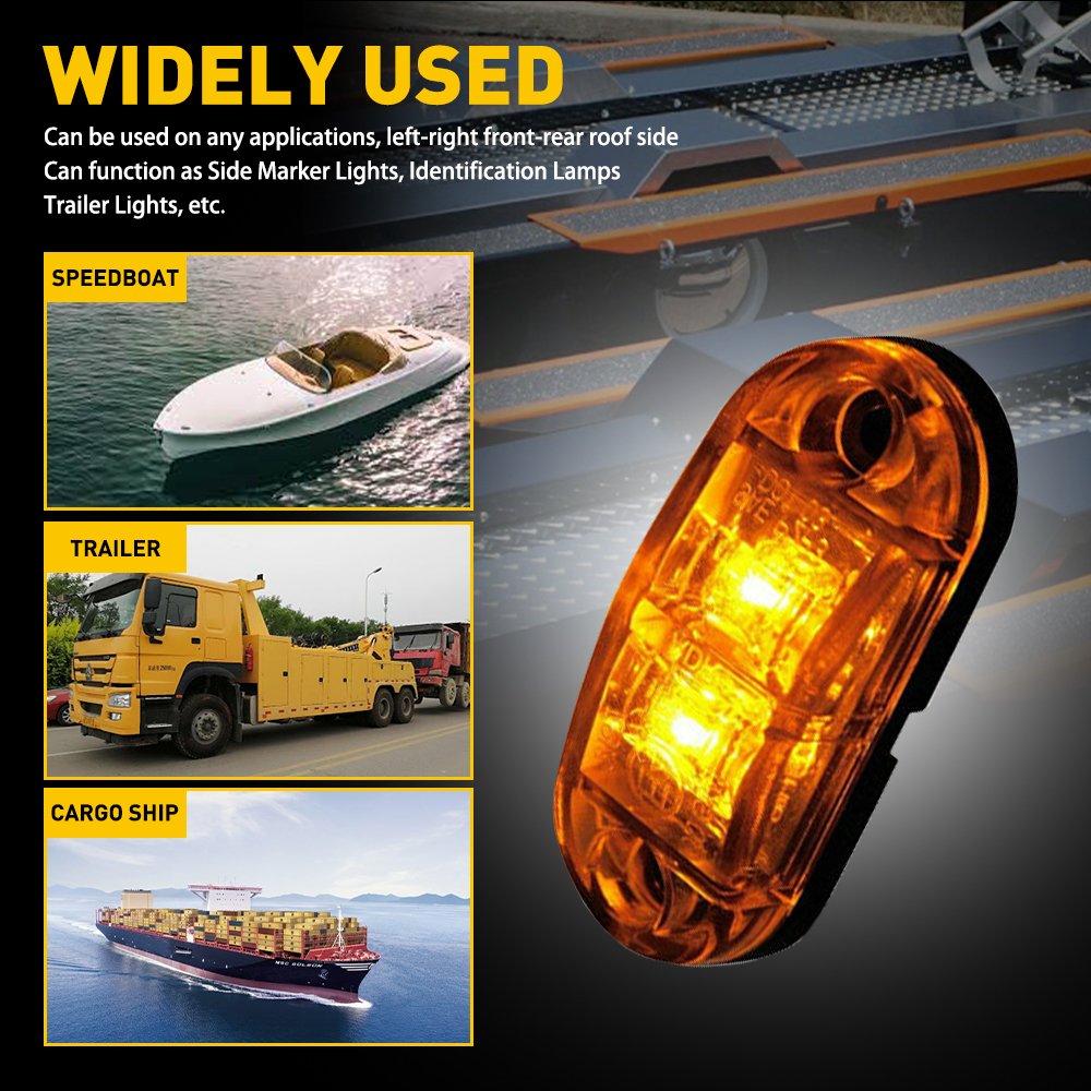 AUXITO Amber 2.5" LED Trailer Truck Clearance Marker Side Light for Boat Marine RV