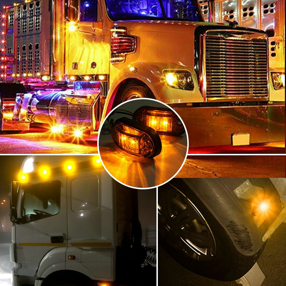 AUXITO Amber 2.5" LED Trailer Truck Clearance Marker Side Light for Boat Marine RV