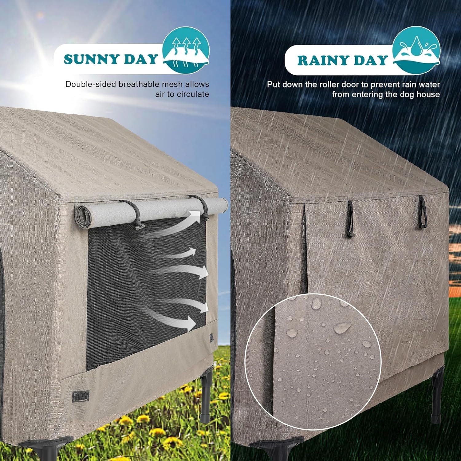 Large Elevated Dog House With Door Extra Large Dog Houses With Removable Cover XL Dog Shelters for Outside