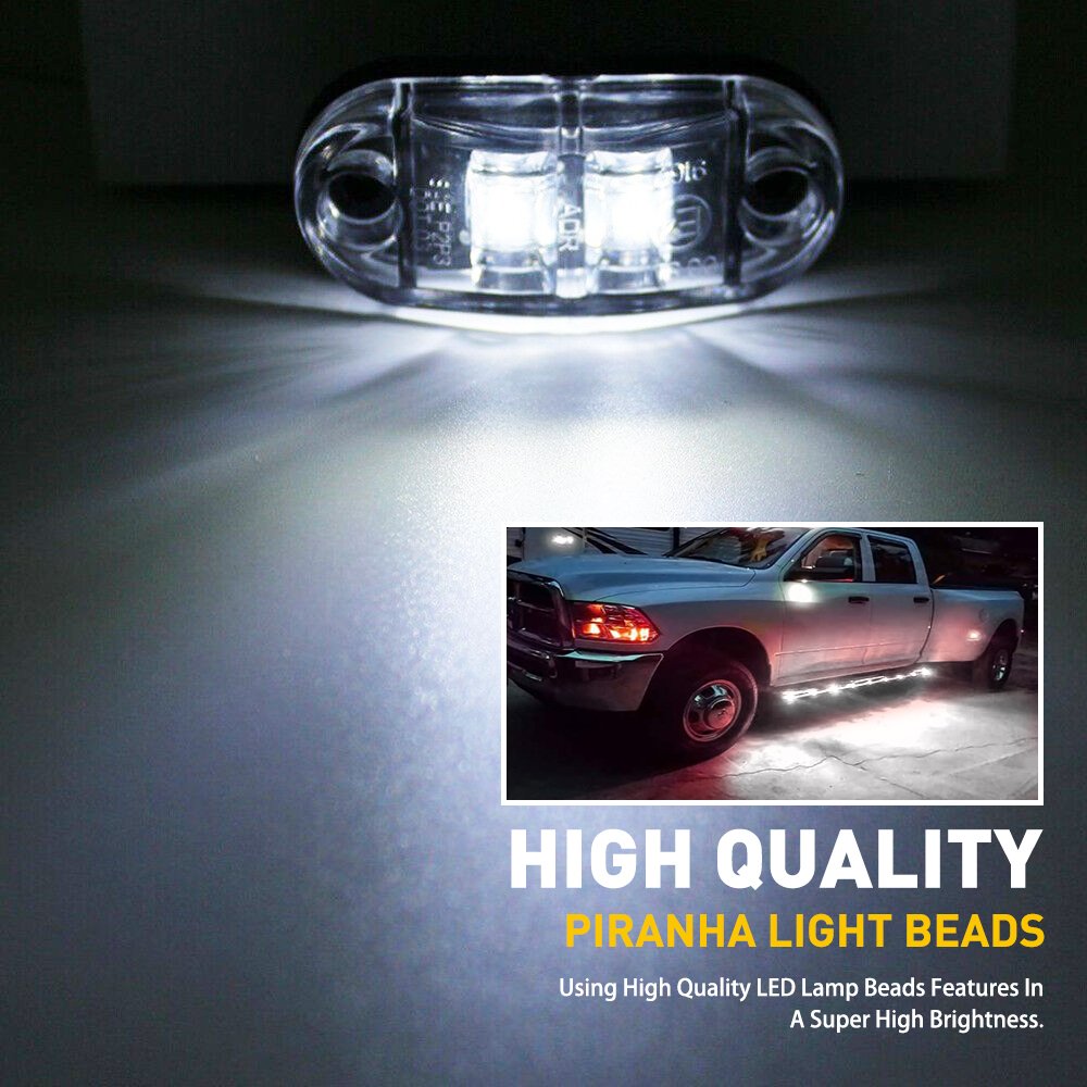 AUXITO Amber White 2.5" LED Trailer Truck Clearance Marker Side Light for Boat Marine RV