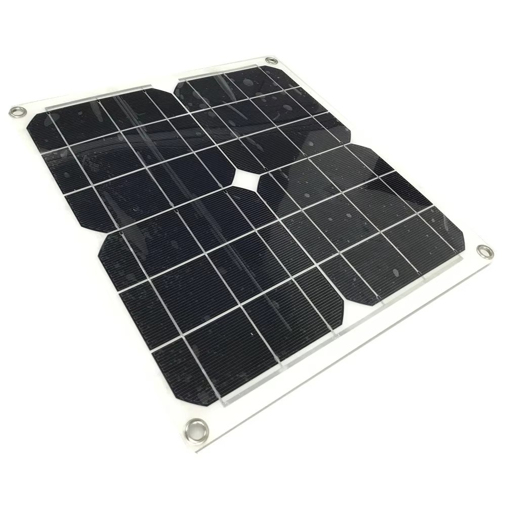 12V Monocrystalline Flexible Solar Panel 5W-50W Range with OEM Power Glass Front Cover Half Cell N-Type Perc HJT Boats RV Roof