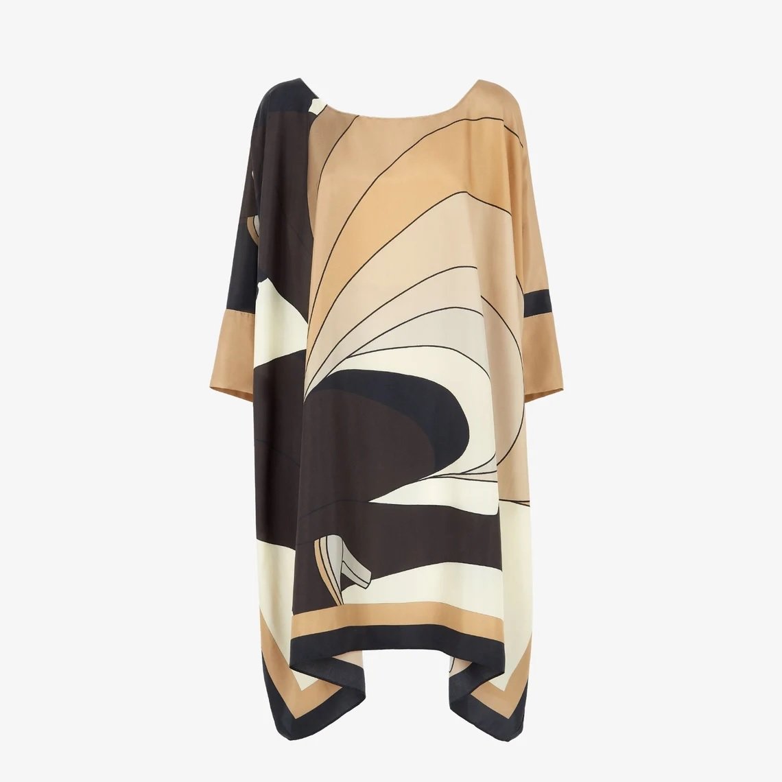 Fashion Wear Free Size Printed Short Kaftan Tunic Kaftan Beach Cover up Casual Stylish Silk Crepe Dress