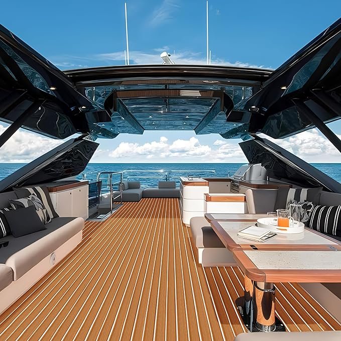 HEROES Composite Faux Teak Brushed Technique Modern Outdoor EVA Foam Sheet Marine Deck Covering Boat Flooring Marine Decking