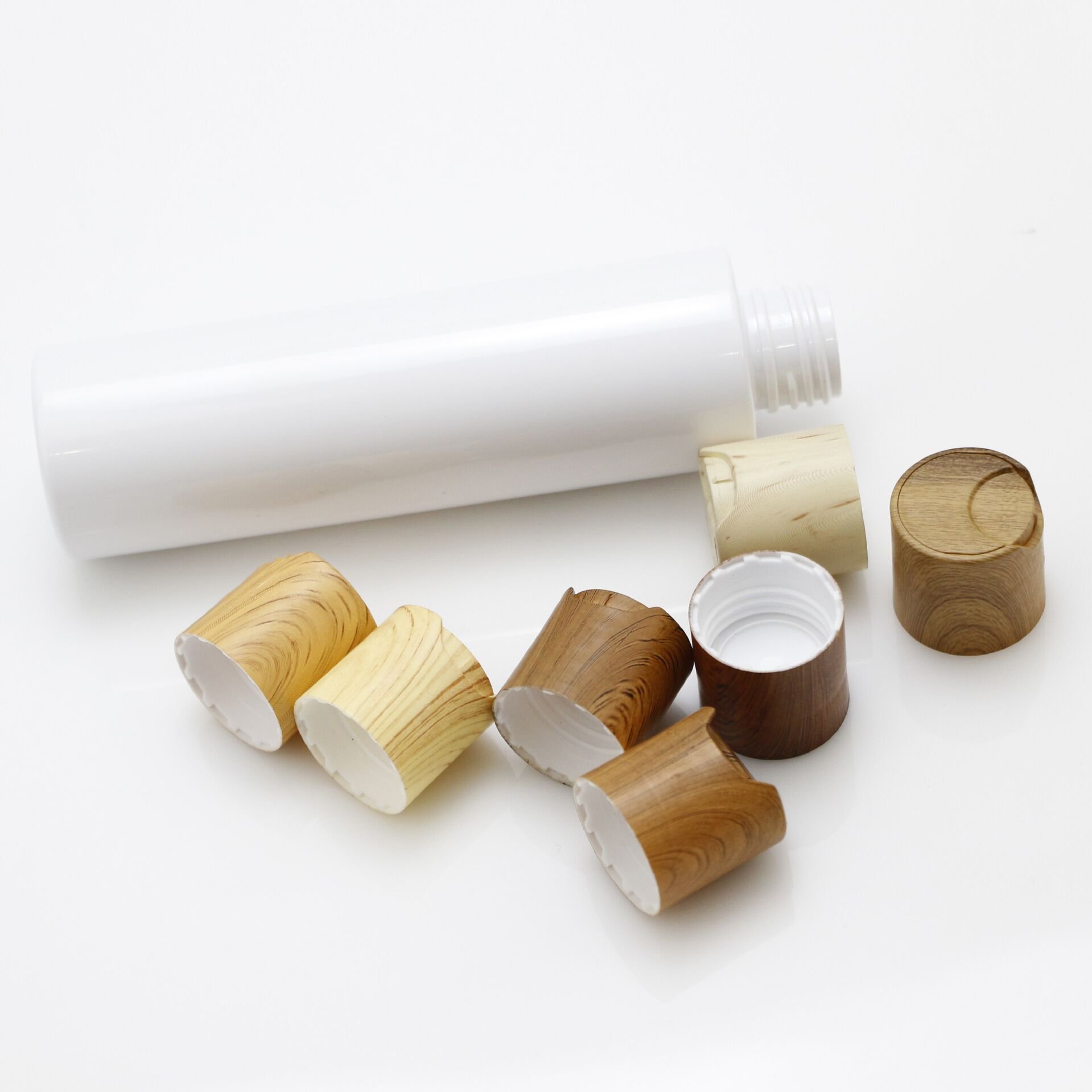 Factory Direct Sale in Stock Water Transfer Technology 20/24/28 mm Plastic Screw Cap Cover Disc Top Cap Wood Grain Qianqiu Cap