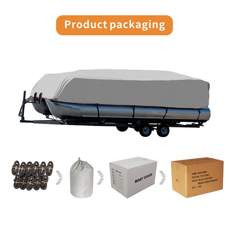 NHCX Fits Length 17' 18' 19' Waterproof Gray UV-protector Universal Trailerable Boat Cover Inflatable Pontoon Boat Cover