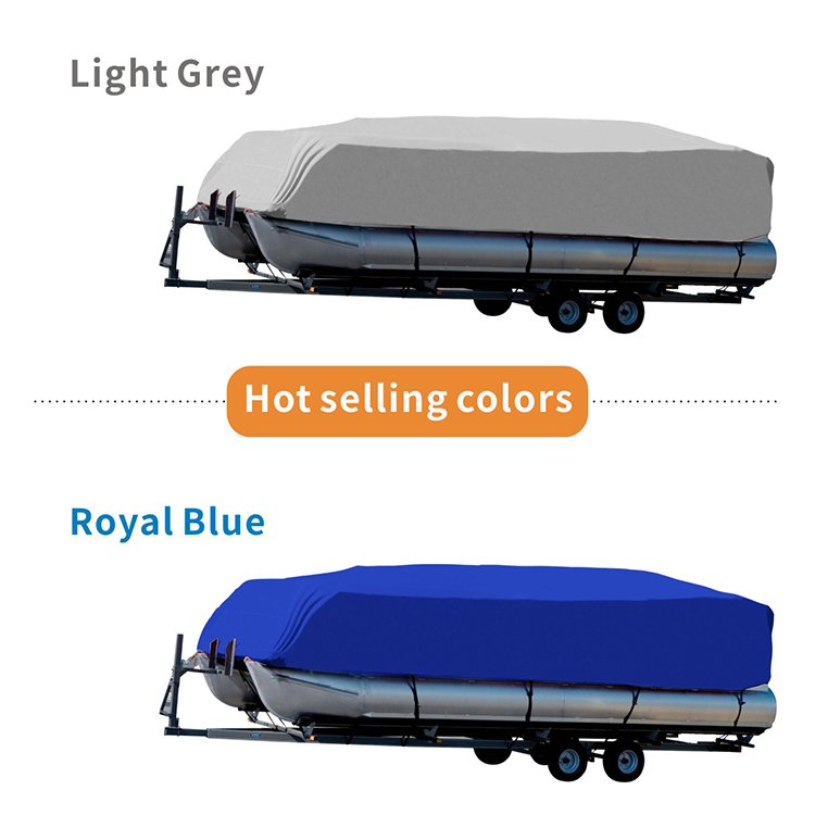 NHCX Fits Length 17' 18' 19' Waterproof Gray UV-protector Universal Trailerable Boat Cover Inflatable Pontoon Boat Cover