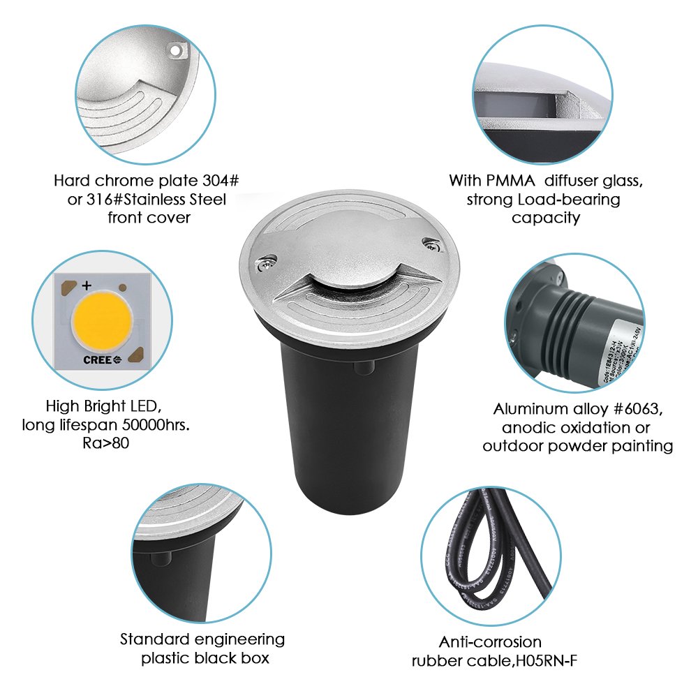 IP67 LED Underground Four Shine Deck Dock Lamp LED Warning Step Inground Lights for Garden Park Road Bridge