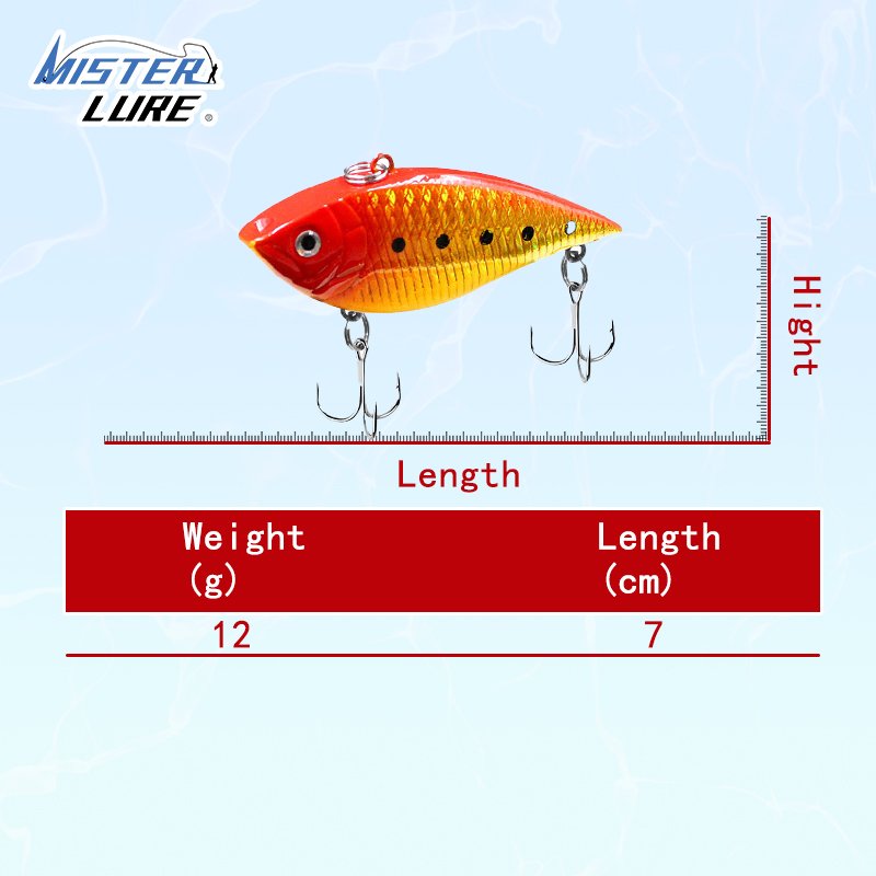 MISTER LURE 12g Plastic VIB Bait Freshwater Fishing Laser Paper Cover Streamline Fishing Tackle Bass Trout Fishing Lure
