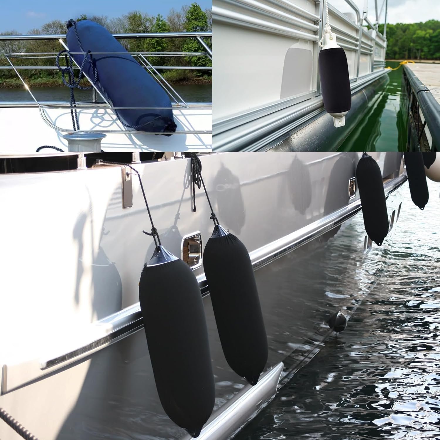High Quality Heavy Customized Marine Fender Covers Bumper Covers Polyester Yacht Black Blue Boat Fender Cover