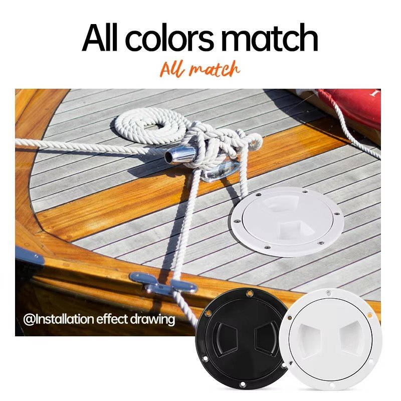 Marine Round Deck Hatch ABS Plastic Anti-slip Handhole Hatch Cover 4/5/6 Inch