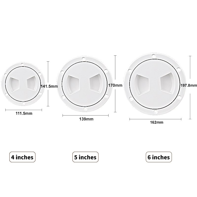 Marine Round Deck Hatch ABS Plastic Anti-slip Handhole Hatch Cover 4/5/6 Inch