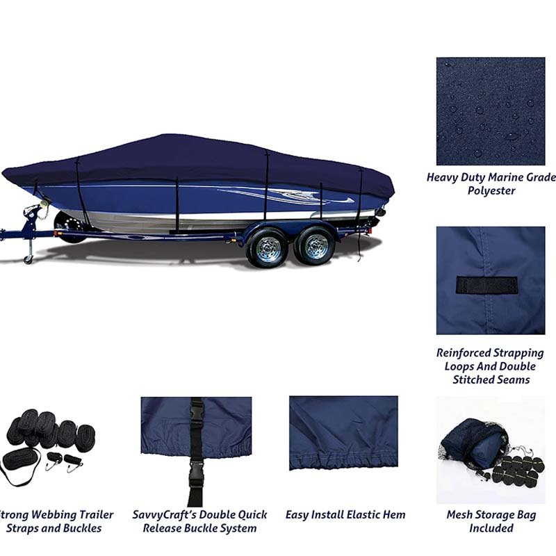 Pro Style Heavy Duty Boat Cover Waterproof Trailerable V-Hull Runabouts Aluminum Fishing Boats Bass Boats-Fish Ski New Condition