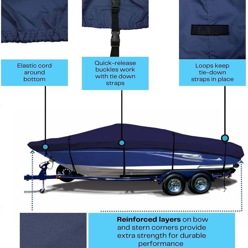 Pro Style Heavy Duty Boat Cover Waterproof Trailerable V-Hull Runabouts Aluminum Fishing Boats Bass Boats-Fish Ski New Condition