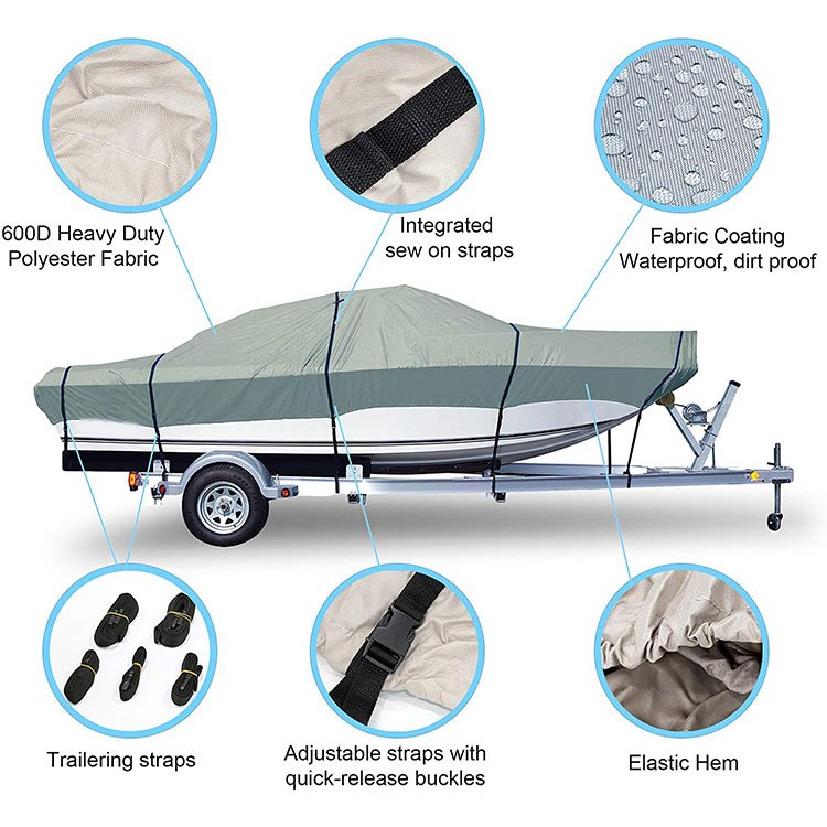 12 14 Inch Boat Cover Fabric Waterproof 600D Marine Grade Polyester Canvas Universal Boat Cover