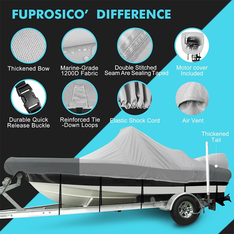 Upgraded 900D Center Console Boat Cover , Heavy Duty Marine Grade Canvas Waterproof Boat Cover for Center Console Boat