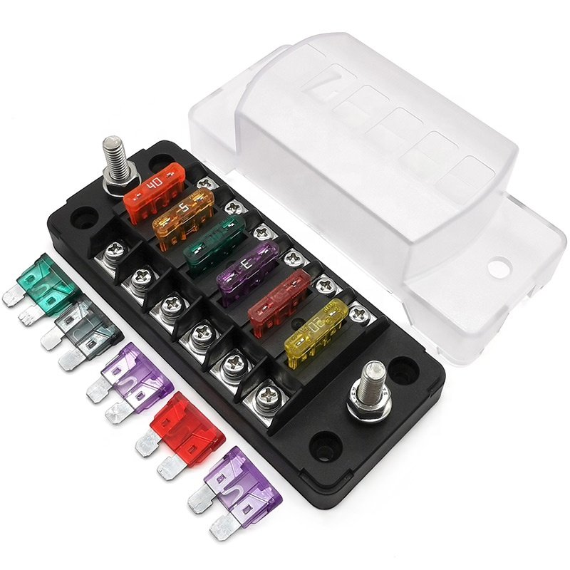 6 Way 6 Circuit Fuse Block ATO ATC E39 Blade Fuse Holder Box with Negative Bus Waterproof for Motorhome Car Truck Boat Marine RV