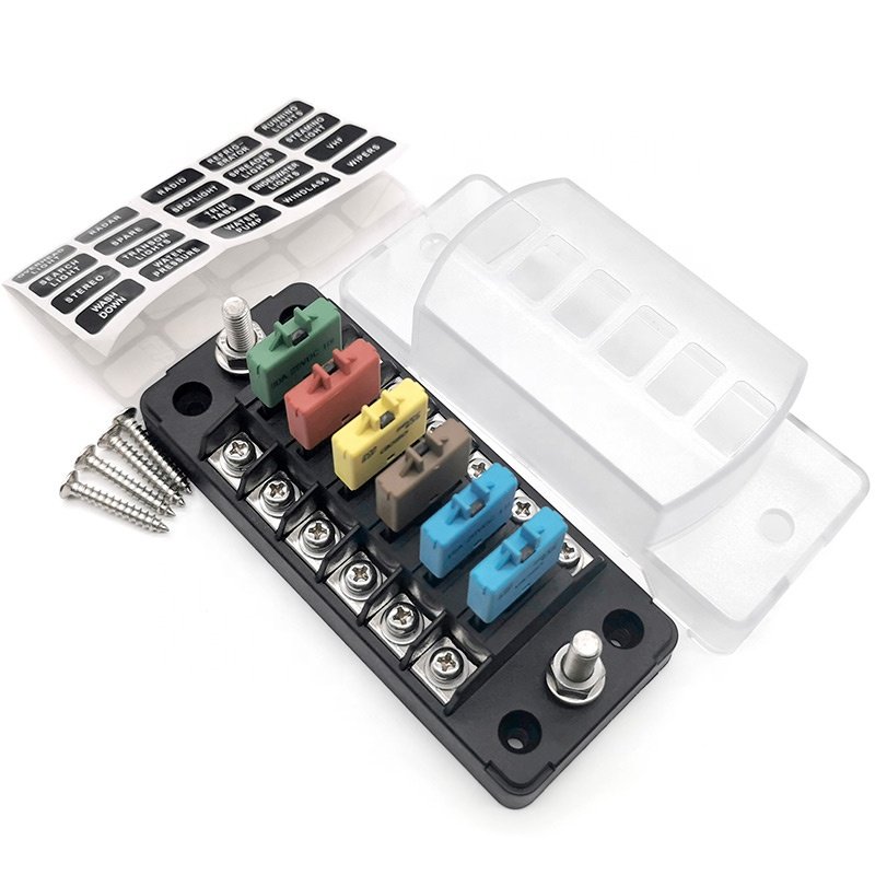 6 Way 6 Circuit Fuse Block ATO ATC E39 Blade Fuse Holder Box with Negative Bus Waterproof for Motorhome Car Truck Boat Marine RV