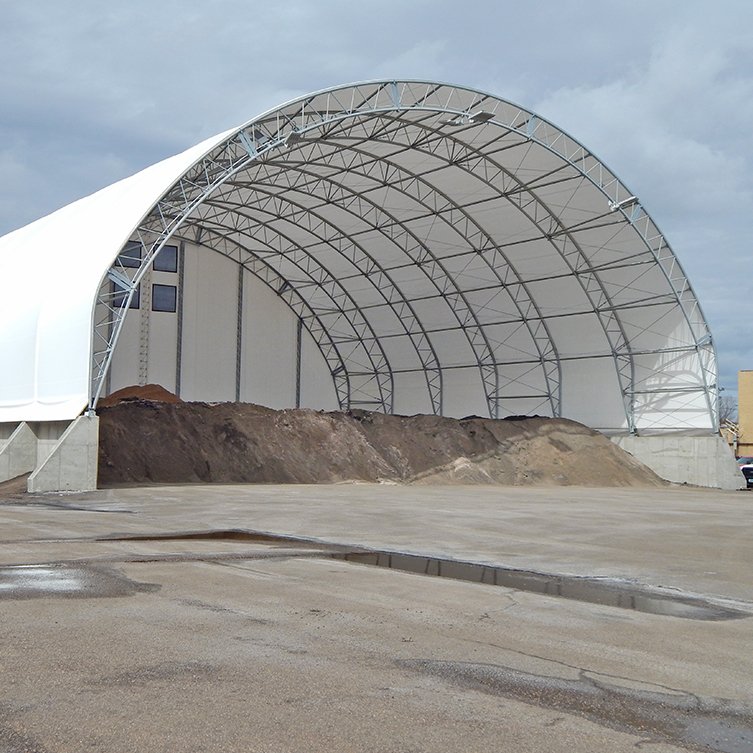 In Stock Storage Tent Dome Fabric Building Double 0.55Kn Wind Snow Loading Hot Dip Truss