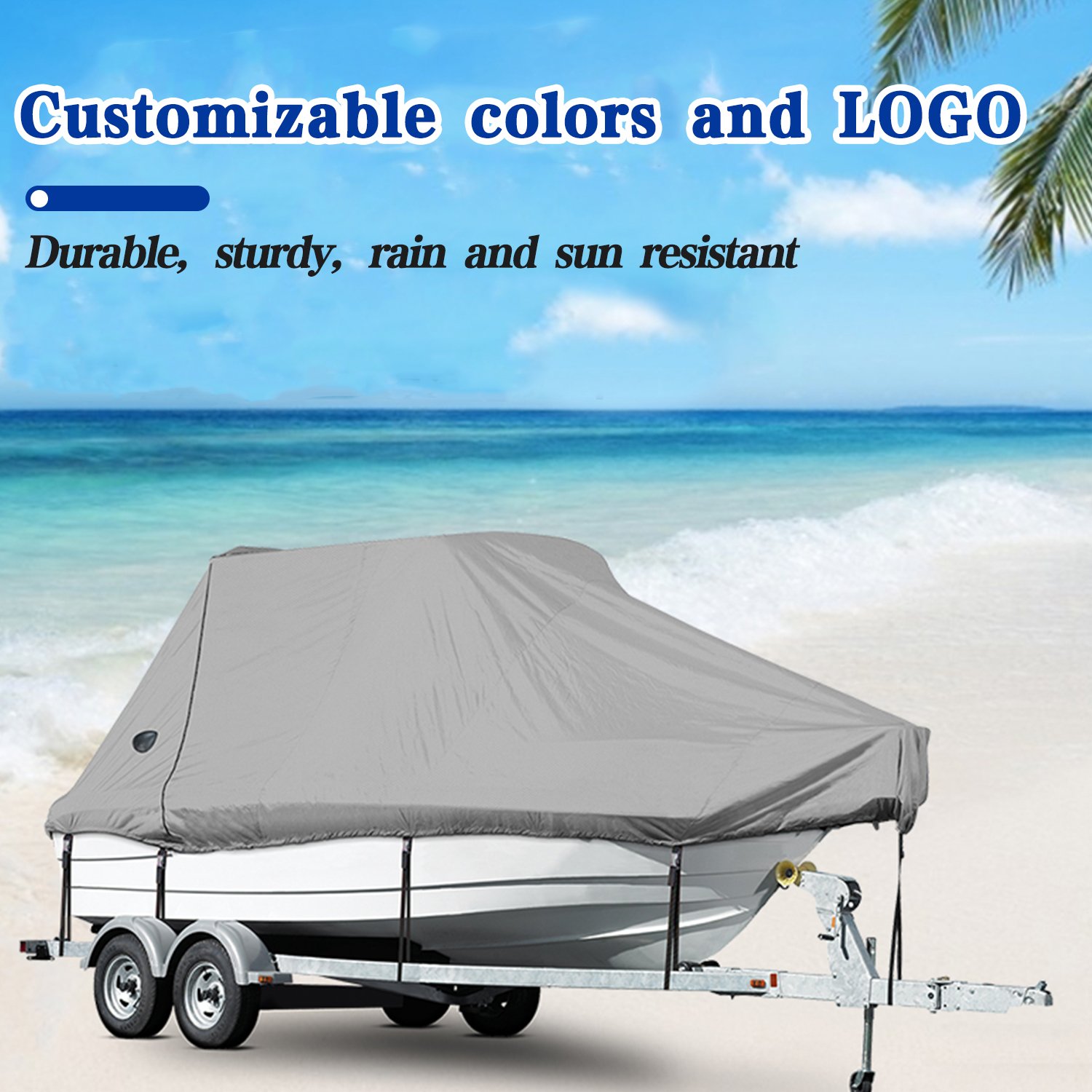 Custom Heavy Duty 600D Boat Cover Portable Waterproof Sun Protection Boat Cover for V-Shaped Hull