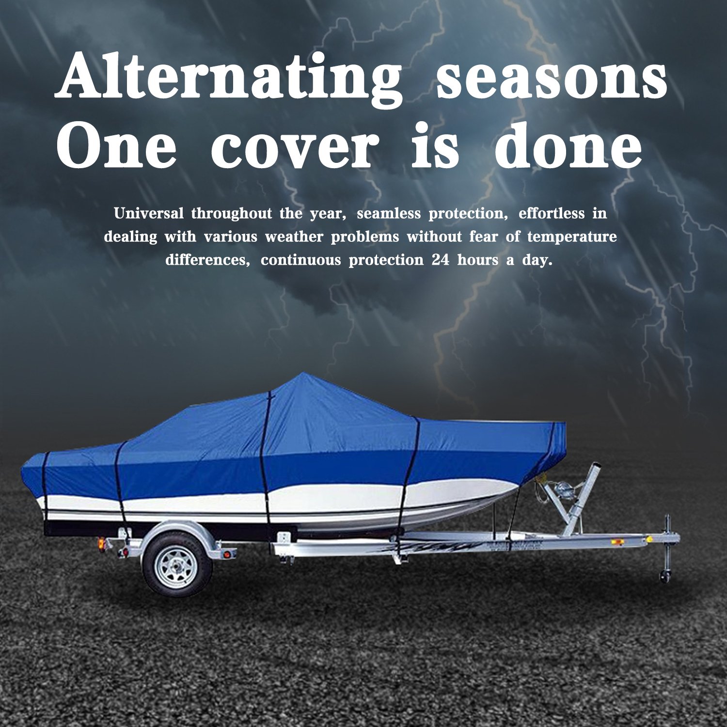 Custom Heavy Duty 600D Boat Cover Portable Waterproof Sun Protection Boat Cover for V-Shaped Hull