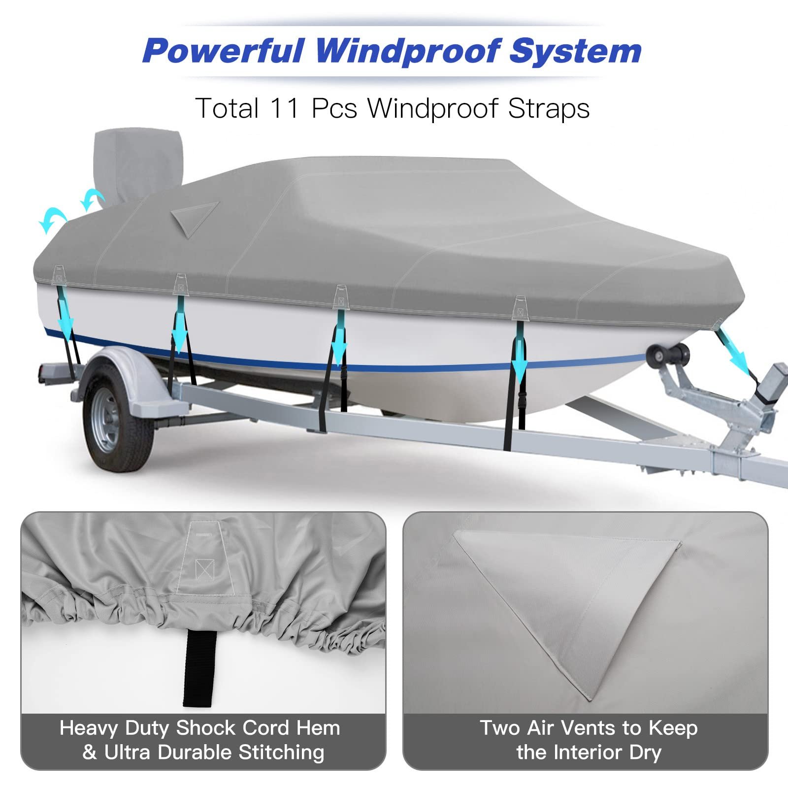 Custom Fit Boat Cover Heavy Duty 600D Boat Cover Top Yach Powerboat Cover