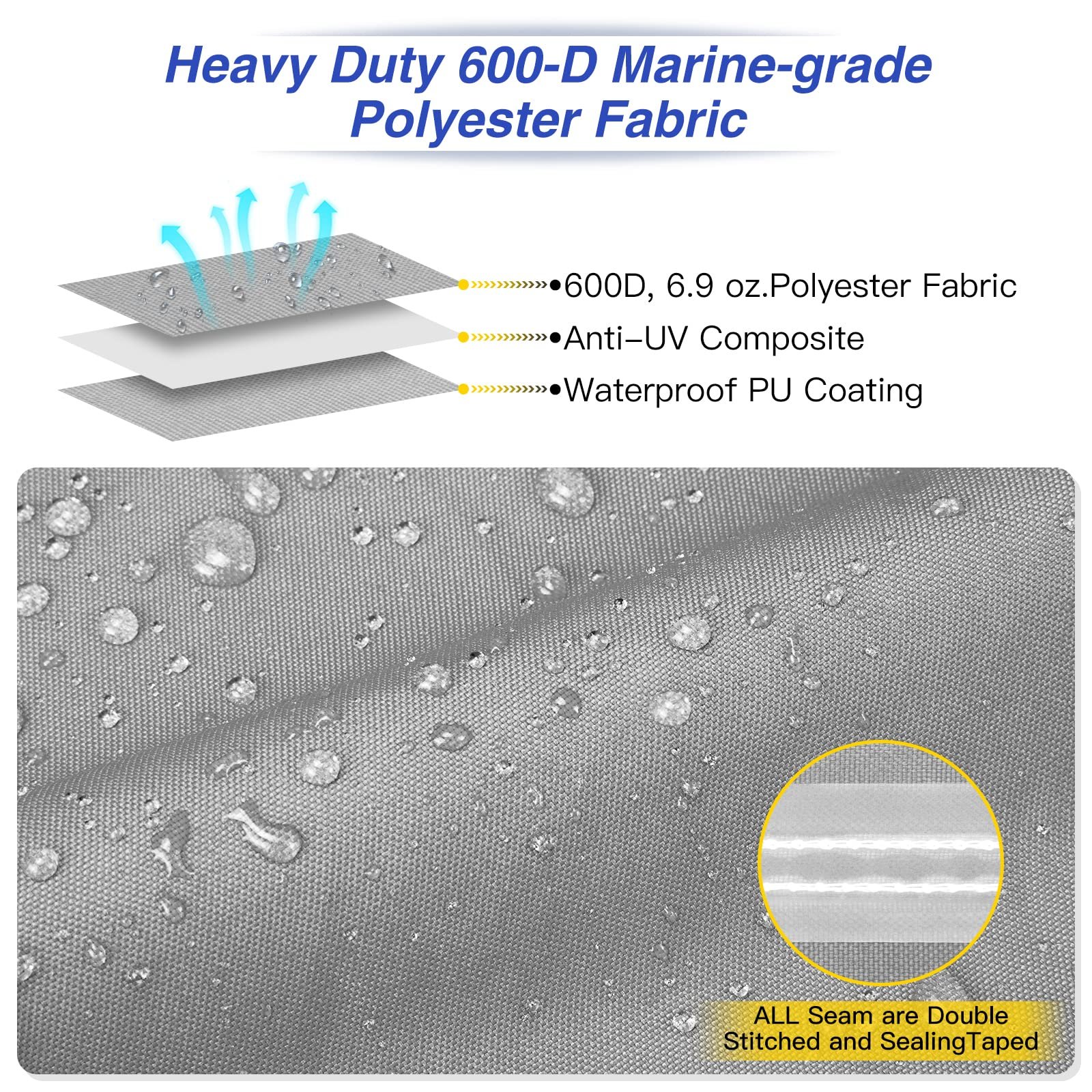 Custom Fit Boat Cover Heavy Duty 600D Boat Cover Top Yach Powerboat Cover