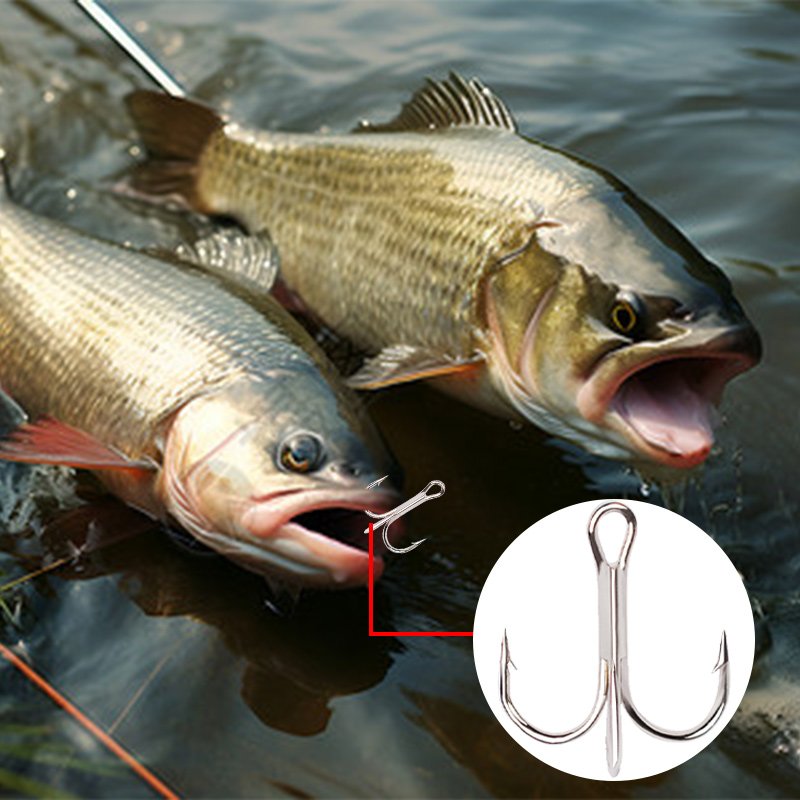 Wholesale Strengthen High Carbon Steel Reinforced Bladed Treble Fishing Hooks for River Stream