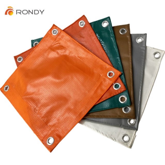 Waterproof Tarpaulin Orange Colour Coated Woven Polyester Fabric Plain Fire Retardant PVC 0.3mm 300gsm 100% Polyester 200dx300d