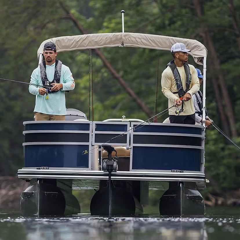 24ft Luxury Triton Tritoon Sailing Yacht Fiberglass Fishing Pontoon Boat for Fishing Entertainment with Outboard Engine