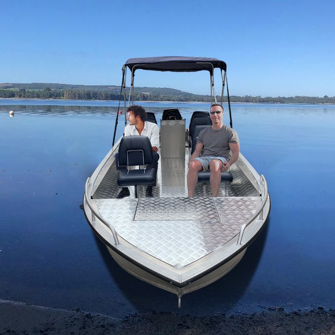 KinOcean 6m Sport Yacht Small Aluminum Passenger Boat for 9 People with Bimini Top for Fishing and Outboard Engine