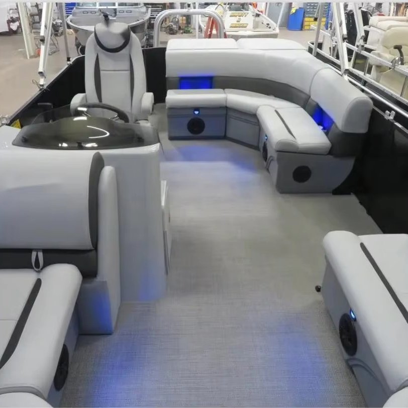 Luxury 17ft 2.3m Beam Aluminium Pontoon Boat High-Speed Power Outboard Engine Electric Rowing Market Appreciated Outdoor Boat