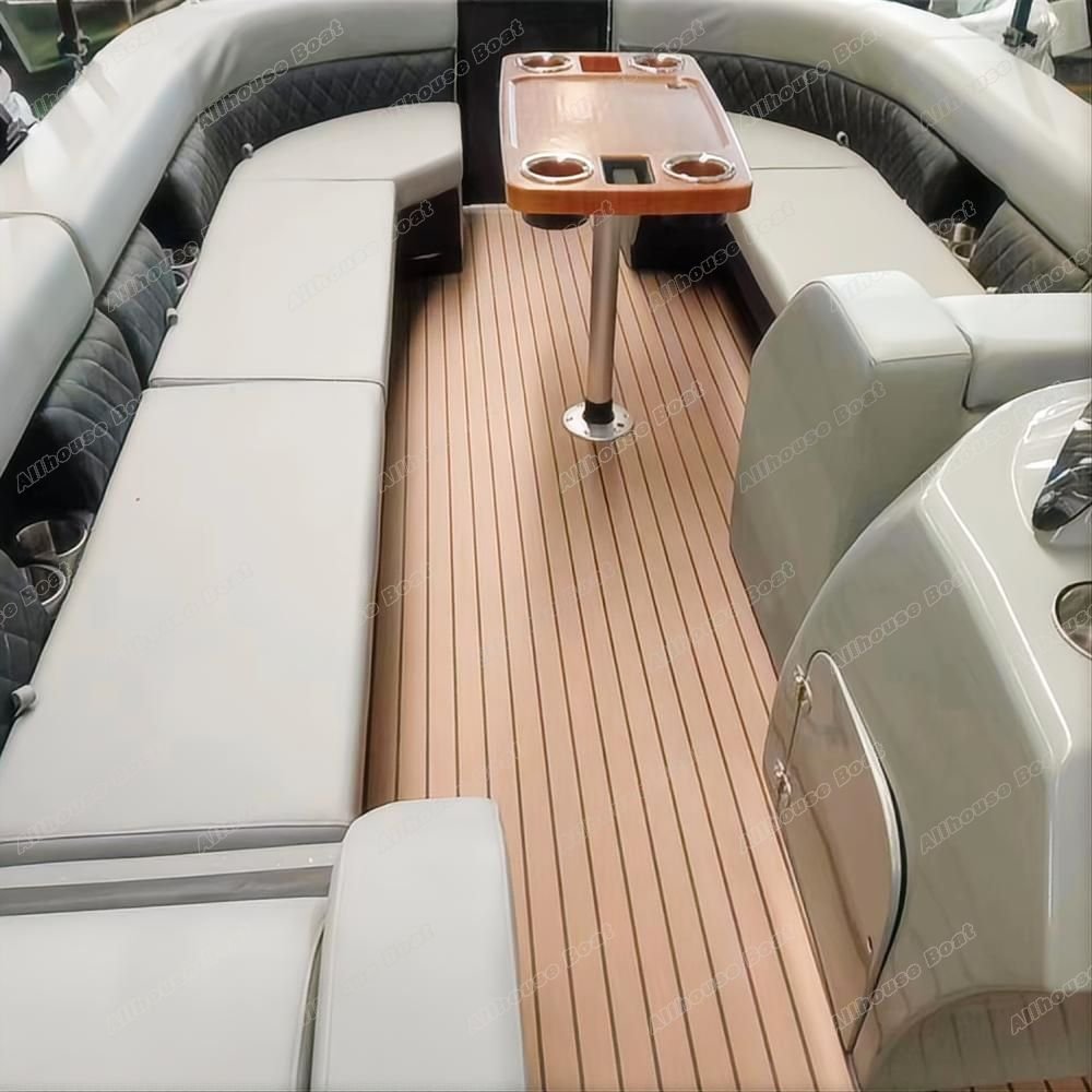 Allhouse Luxury 23ft 7m Aluminium Electric Pontoon Boat Floating Yacht Lake Fishing Leisure Sport Engine Combo BBQ Features Sale