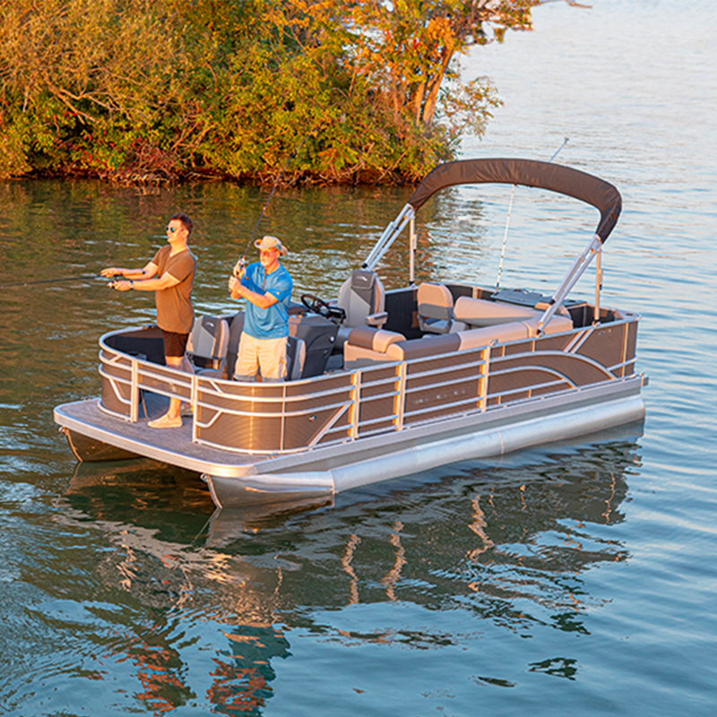 Factory Customized 30 ft High Quality Luxury Tritoon Fiberglass Pontoon Boat Aluminum Hull for Sport Fishing 7m Length