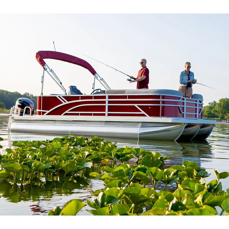 Factory Customized 30 ft High Quality Luxury Tritoon Fiberglass Pontoon Boat Aluminum Hull for Sport Fishing 7m Length