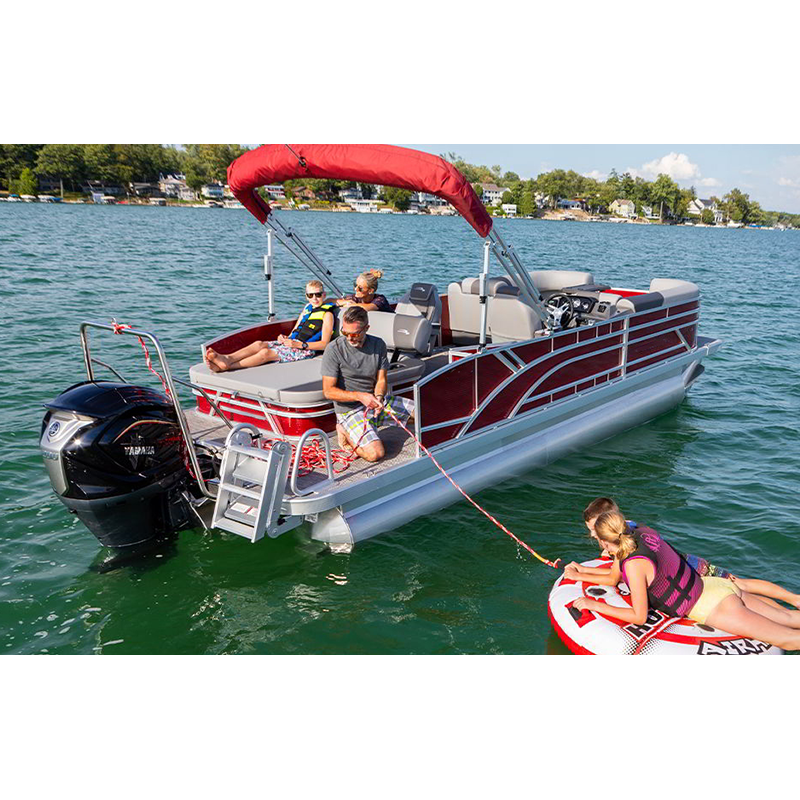 Factory Customized 30 ft High Quality Luxury Tritoon Fiberglass Pontoon Boat Aluminum Hull for Sport Fishing 7m Length