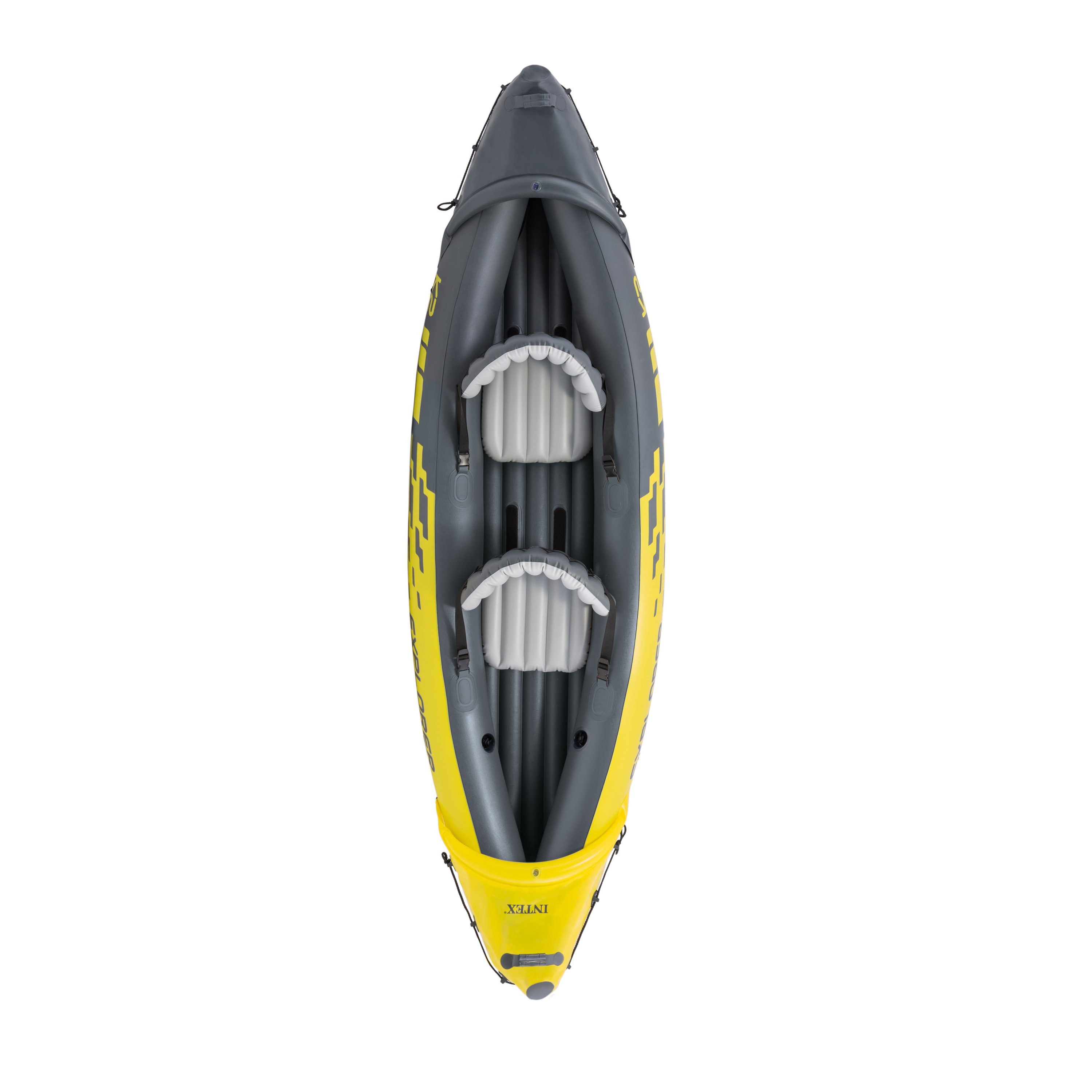 INTEX 68307 K2 KAYAK Professional Outdoor Inflatable Rowing Fishing Boat Set with Outboard Engine for 2 Person Sport Gaming