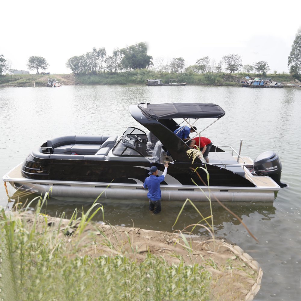 Luxury Tritoon High Speed Pontoon Sport Boat 19-27FT With Ski Tower for Drifting