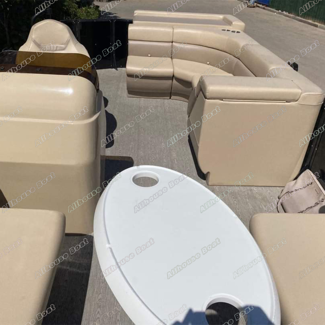 Allhouse 23ft Luxury Aluminium Sun Bed for Lake/ River Cruising Fishing Yacht Pontoon Boat with Outboard Engine for Sale