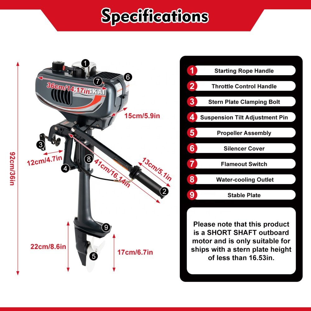 HANGKAI 3.5HP Heavy Duty Boat Motor 2 Stroke Outboard Motor Boat Engine With Air and Water Cooling System Motor Fuera De Borda