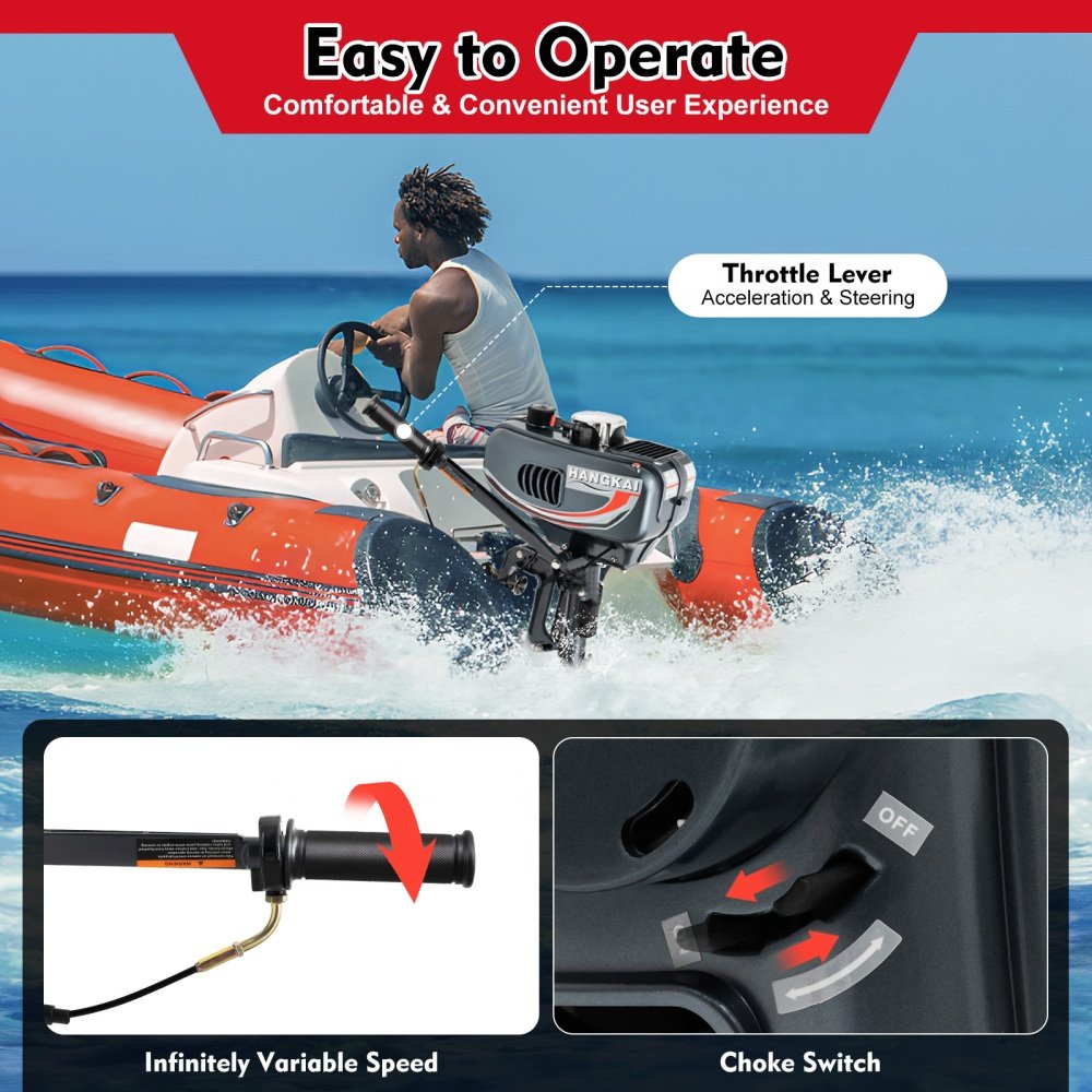HANGKAI 3.5HP Heavy Duty Boat Motor 2 Stroke Outboard Motor Boat Engine With Air and Water Cooling System Motor Fuera De Borda