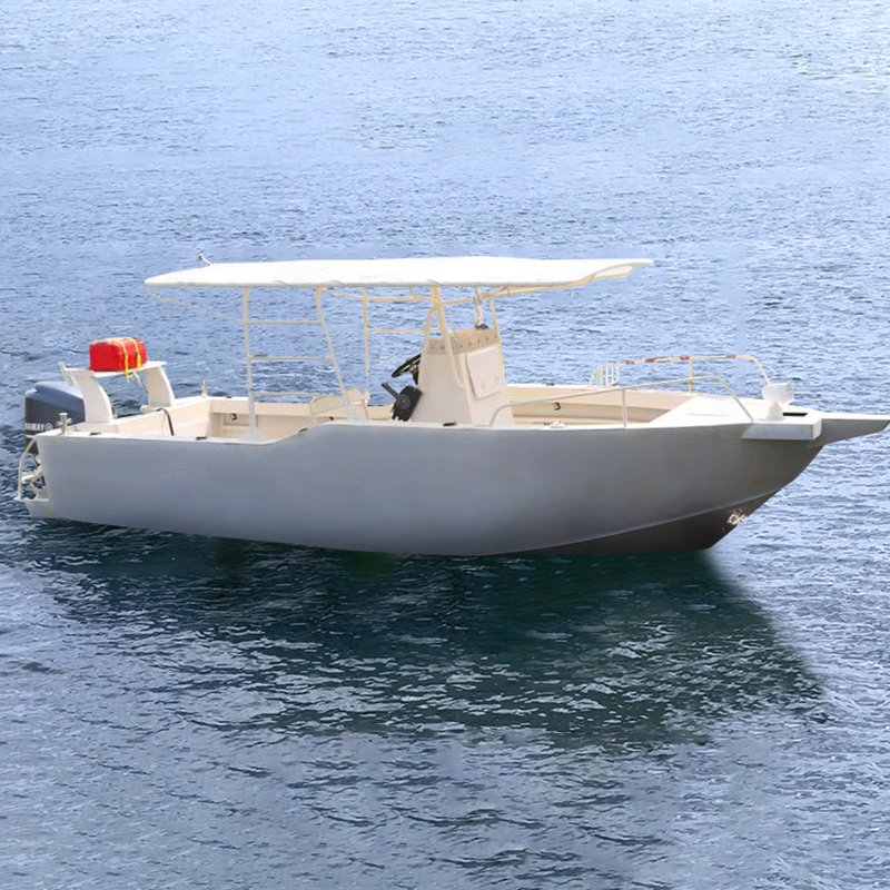 Ecocampor 24ft Fishing Speed Boat Cruiser Aluminum Boat with Bimini Top Center Console for Lake Outdoor Use Outboard Engine Sale