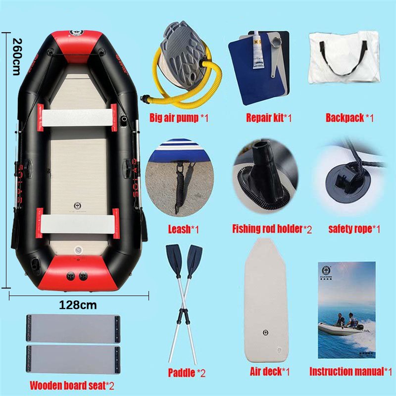 Solarmarine PVC Inflatable Belly Boat River Fishing Kayak Lure Dinghy Rowing Boat Fishing Vessel Can Install the Outboard Engine