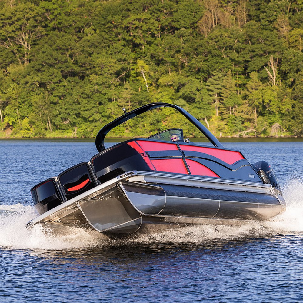 2025 Luxury Tritoon RC Pontoon Boat Outboard Engine Powered Sport Yacht for Fishing Parties Family Use on Lake