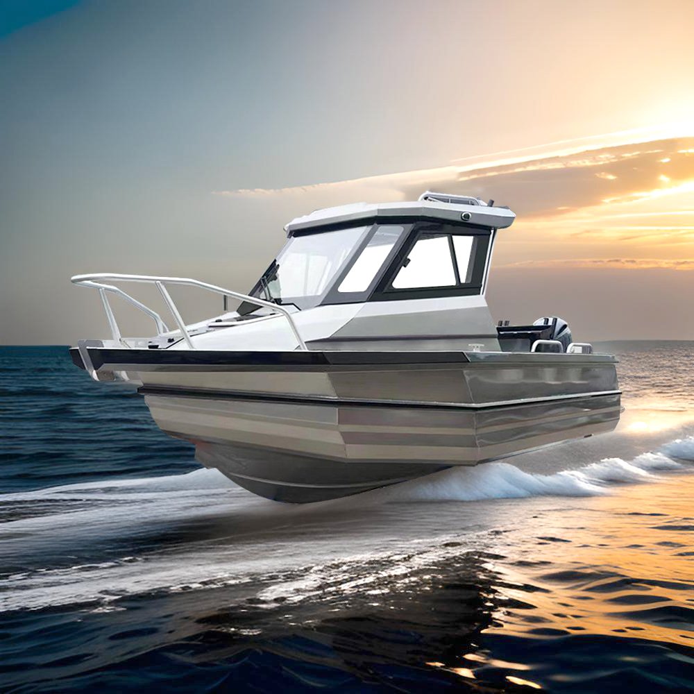 Small Fishing Boat With Motor 6m Aluminum Boats Center Console 6 Passengers Family Yacht Dual Engine Aluminium Cabin Boat