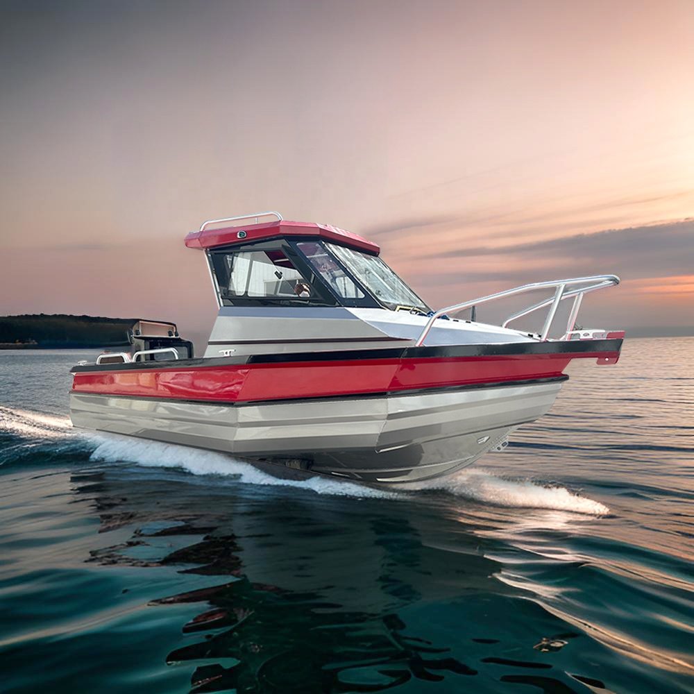 Small Fishing Boat With Motor 6m Aluminum Boats Center Console 6 Passengers Family Yacht Dual Engine Aluminium Cabin Boat